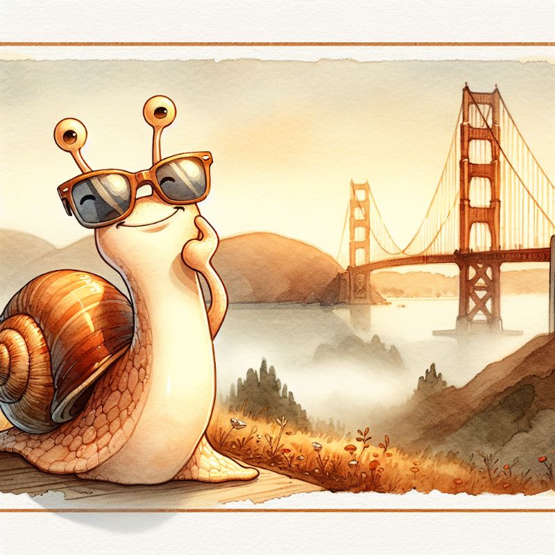 Snail at the Golden Gate Bridge - San Francisco